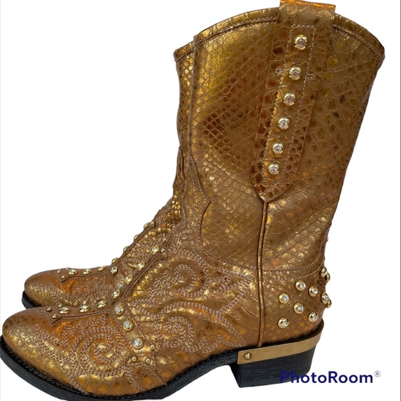 Baldan Shoes - BALDAN embellished gold boots, 38, never worn